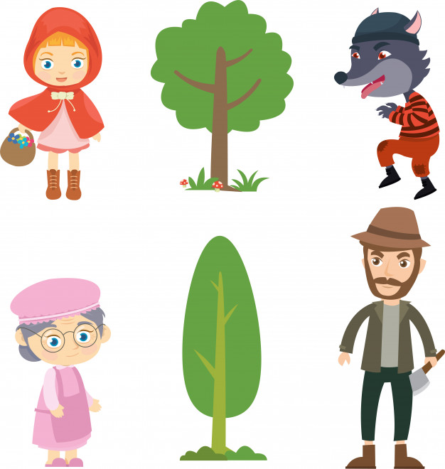626x660 Little Red Riding Hood Story Vector Premium Download