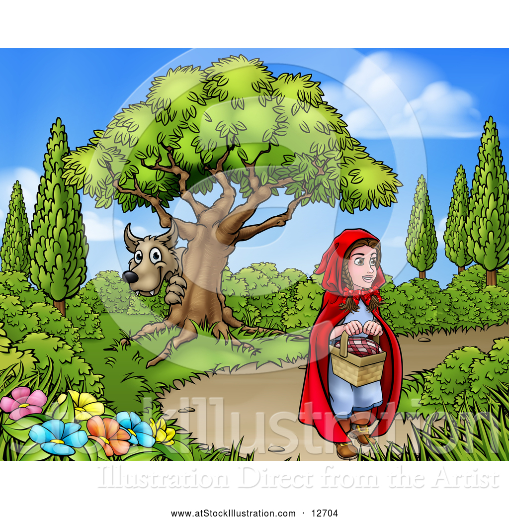 1024x1044 Vector Illustration Of A Wolf Stalking Little Red Riding Hood