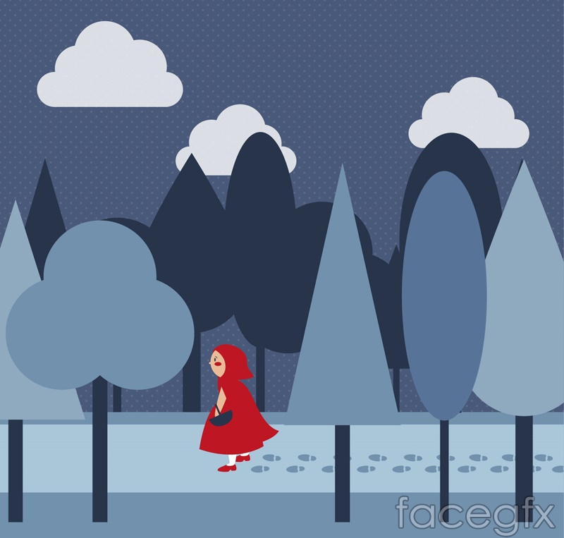 800x763 Walking In The Forests Of Little Red Riding Hood Vector