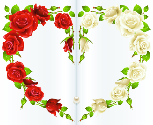 500x407 Red Rose And White Rose Heart Background Vector For Free Download