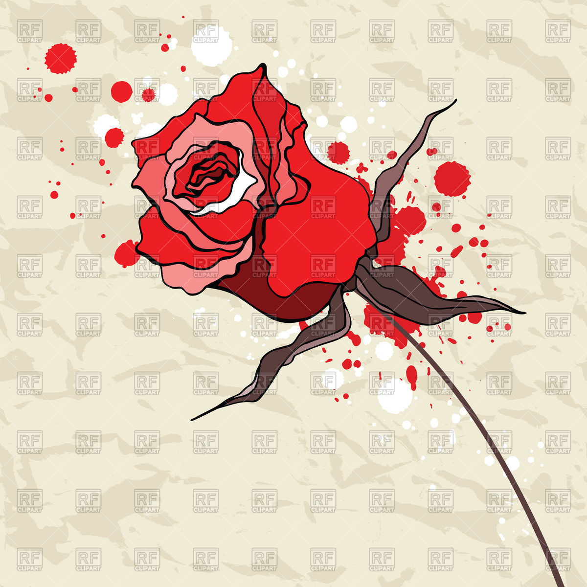 1200x1200 Red Rose On Grunge Bloody Background Of Crumpled Paper Vector