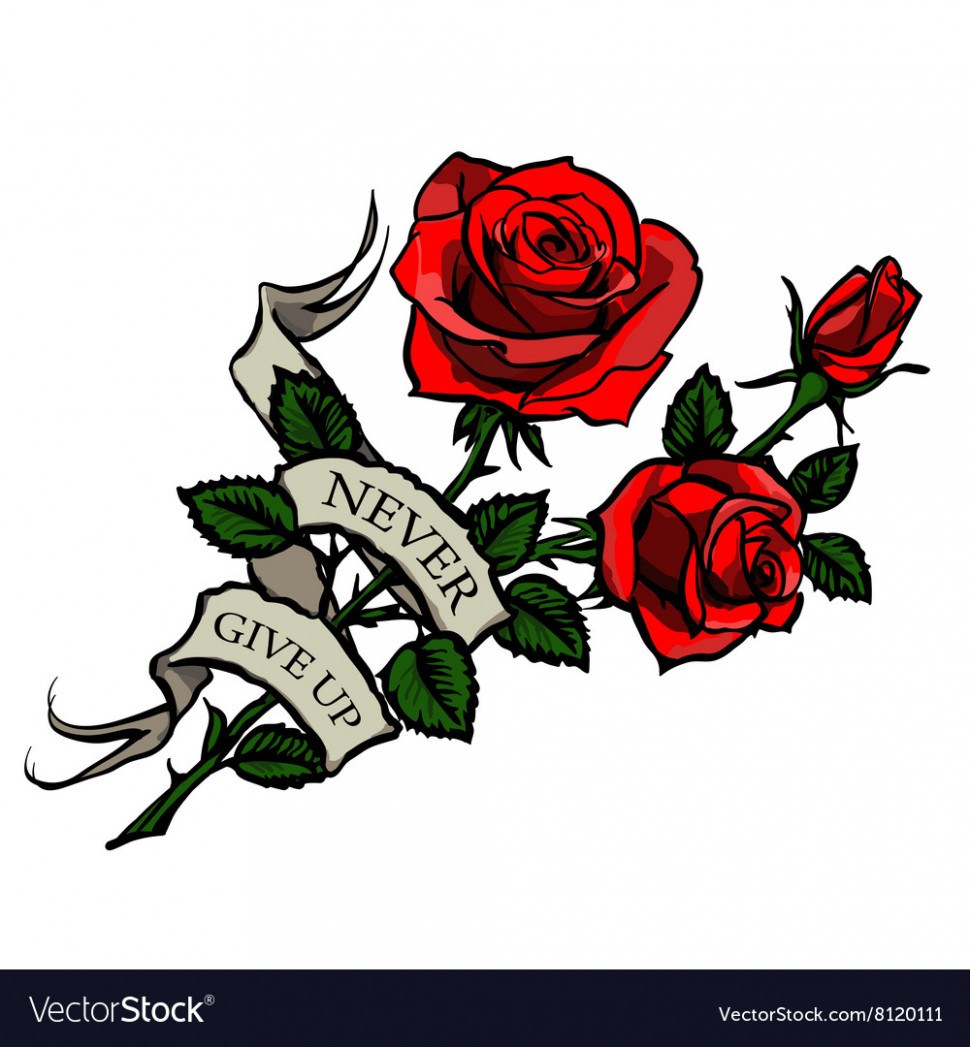 970x1047 Tattoo Red Roses Royalty Free Vector Image Vectorstock Red