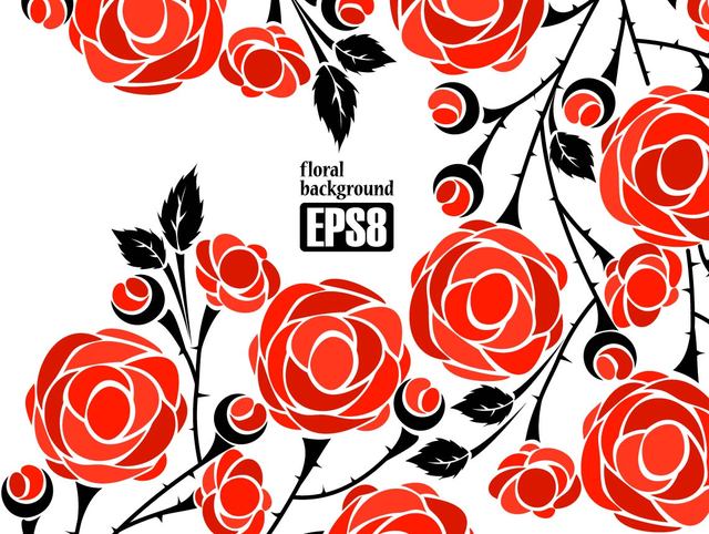 640x482 Free Vectors Simplistic Flower Background With Red Roses Vector Bg