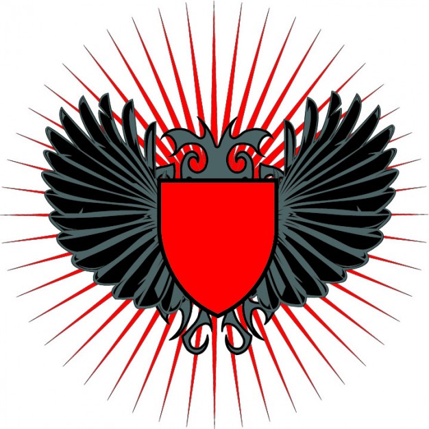 626x626 Red Shield With Black Wings Vector Free Download