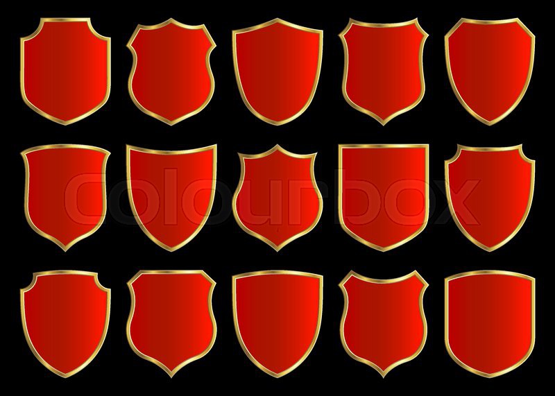 800x571 Red Shield With Gloden Border Design Stock Vector Colourbox