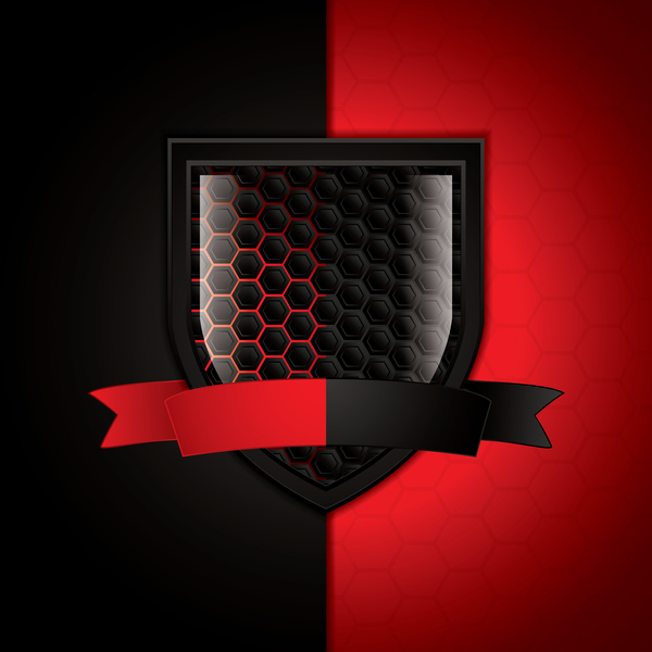 600x600 Shield With Red And Black Metal Background Vector Free Download