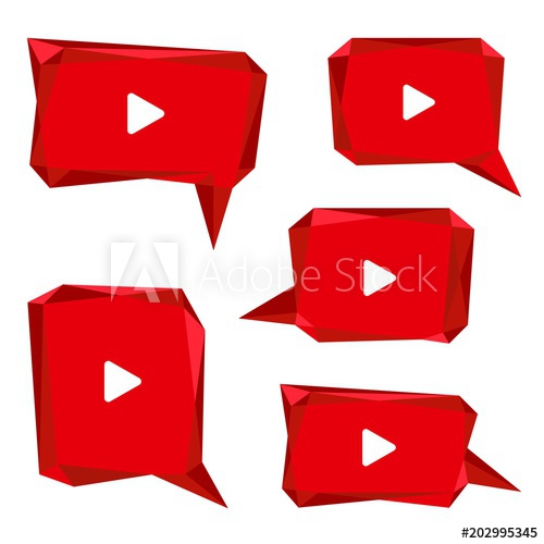 500x500 Red Video Talk Balloon Low Poly Bubble Web Online Player App