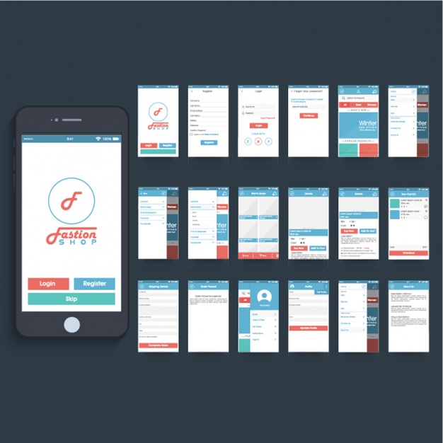 626x626 Store App With Red And Blue Elements Vector Premium Download