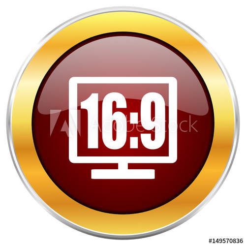 500x500 Display Red Vector Glossy Round Icon With Golden Chrome