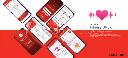 500x228 Different Ui, Ux, Gui Screens Fitness App And Flat Web Icons