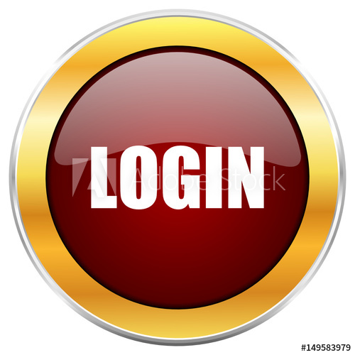 500x500 Login Red Vector Icon With Golden Border Isolated On White
