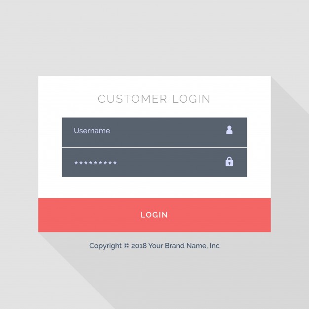 626x626 Web Login Template With Red Buttons Vector Free Download