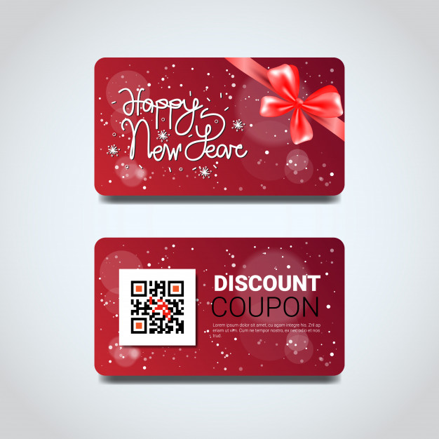 626x626 Discount Coupon Design Voucher With Qr Code For Present On Merry
