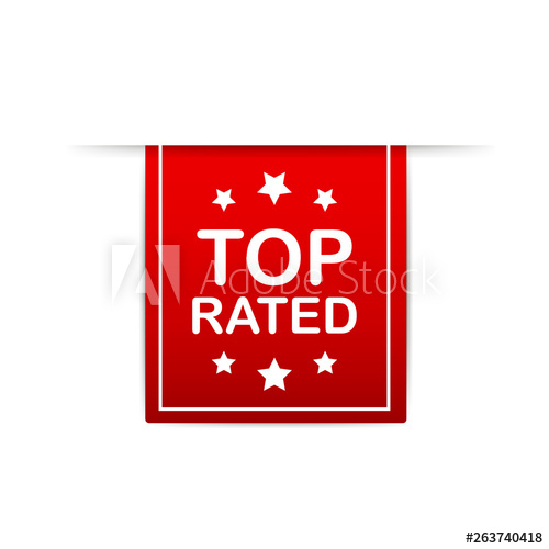 500x500 Red Ribbon Top Rated Product Vector Seal Illustration Consumer