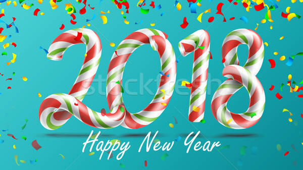 600x337 Happy New Year Vector Number Sign In Christmas Colours