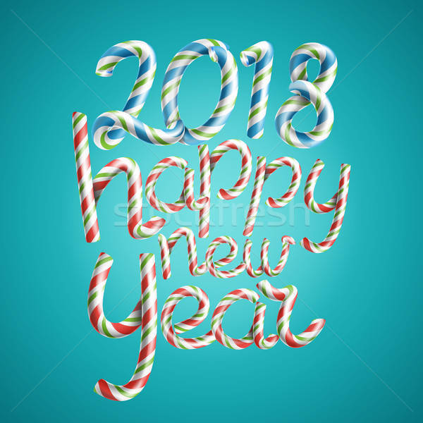 600x600 Happy New Year Vector Sign In Christmas Colours Classic