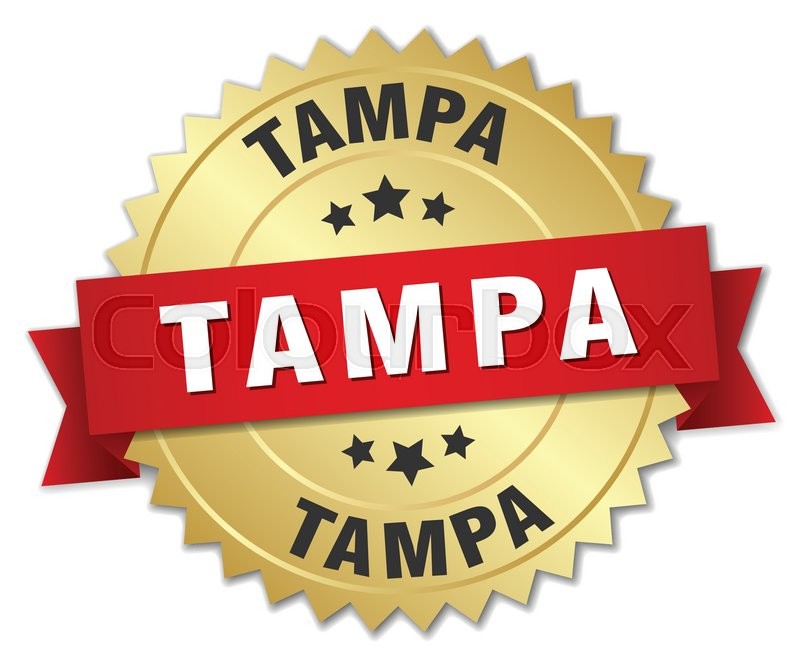 800x660 Tampa Round Golden Badge With Red Stock Vector Colourbox