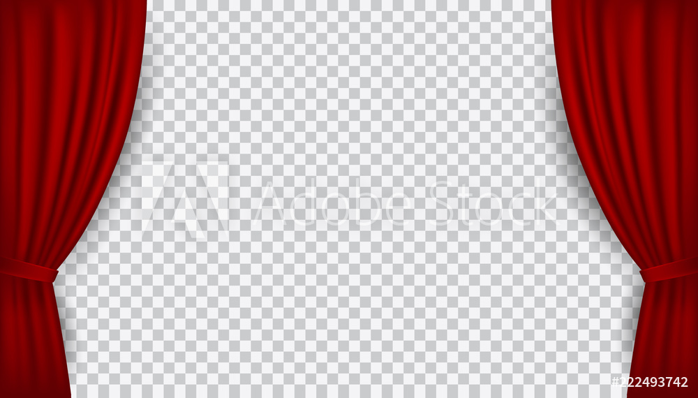 1000x570 Photo Art Print Vector Realistic Red Velvet Open Curtains