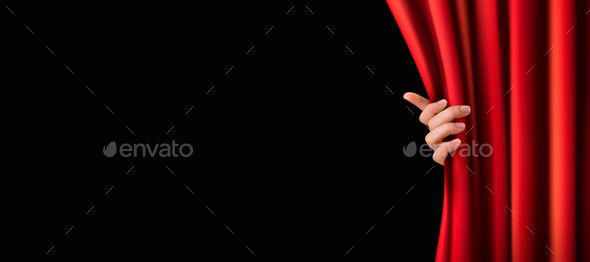 590x262 Background With Red Velvet Curtain And Hand Vector Fully