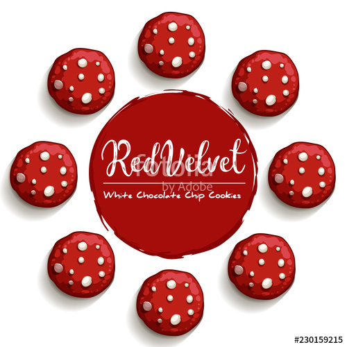 500x500 Red Velvet Chocolate Chip Cookies On White Background