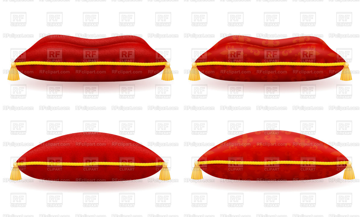 1200x720 Set Of Red Velvet And Satin Pillow Illustration Isolated On White