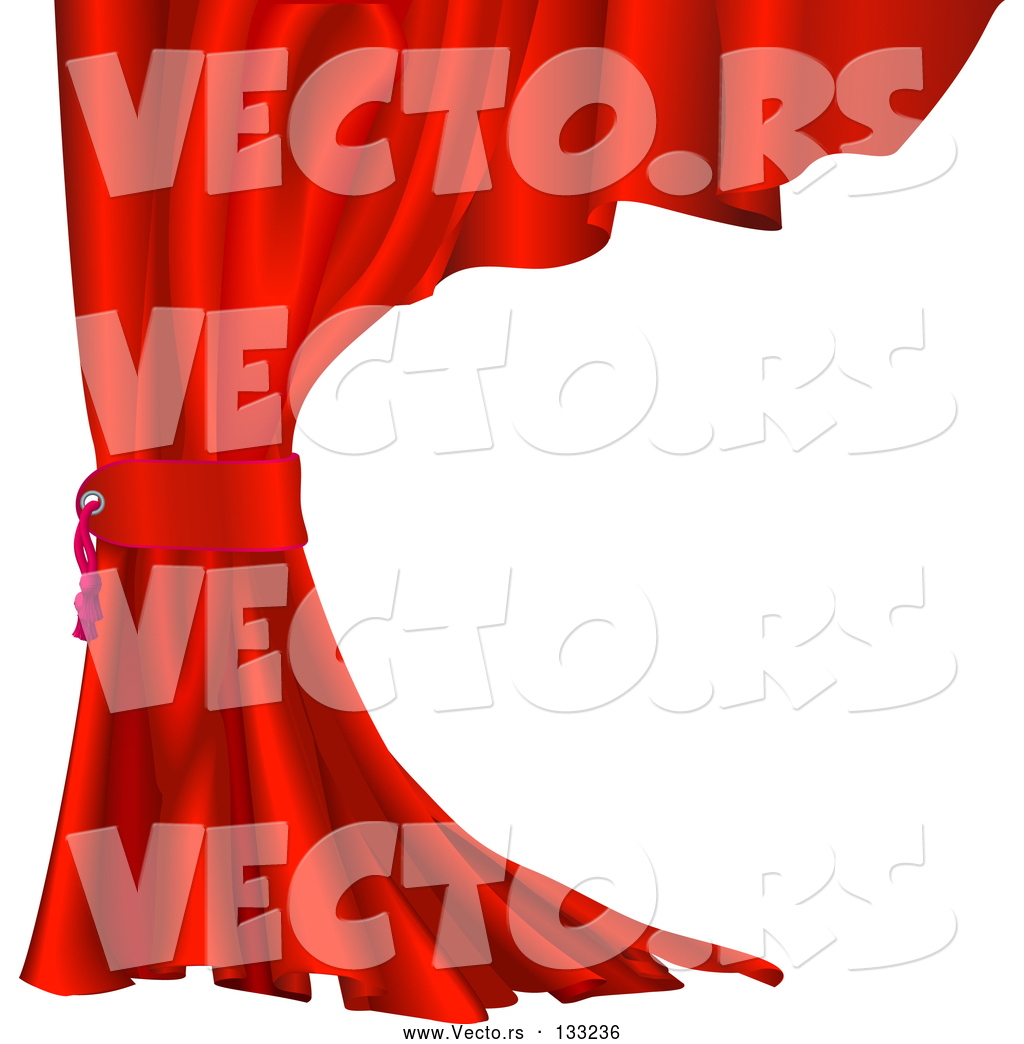 1024x1044 Vector Of Red Velvet Theater Curtain Tied Back