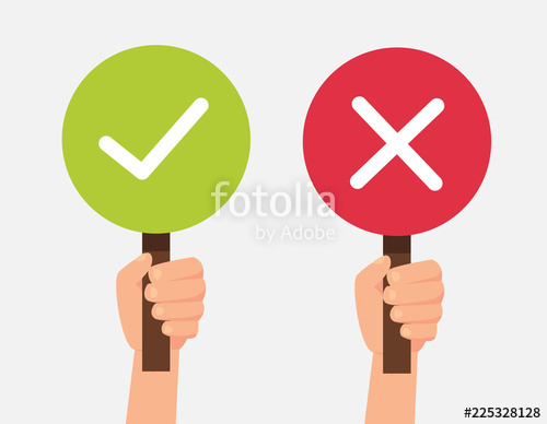 500x388 Hand Hold Signboard Green Check Mark And Red X Mark Right