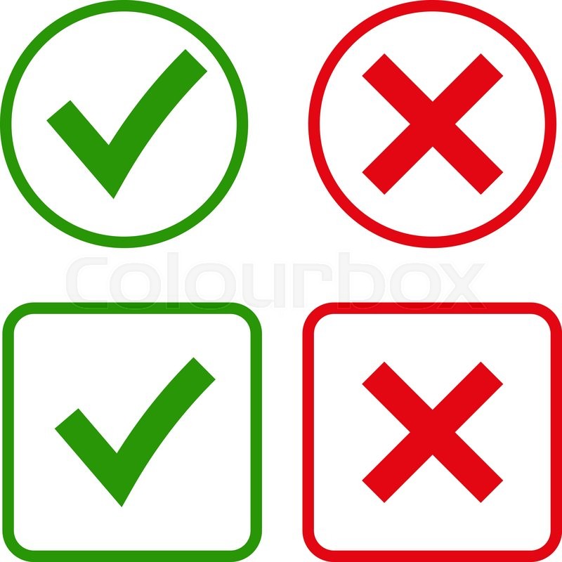 800x800 Tick And Cross Signs Green Checkmark Stock Vector Colourbox