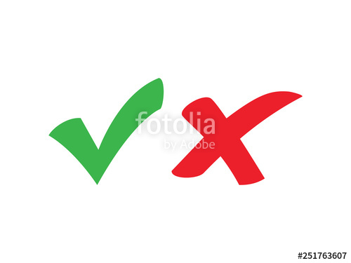 500x375 Tick And Cross Signs Green Checkmark Ok And Red X Icons, Simple