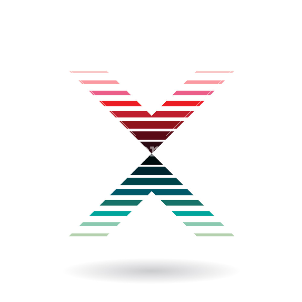 1000x1000 Vector Illustration Of A Red And Green Striped Icon For Letter X