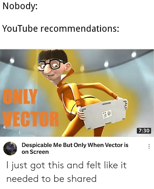 500x612 Nobody Youtube Recommendations Only Vector Despicable Me But