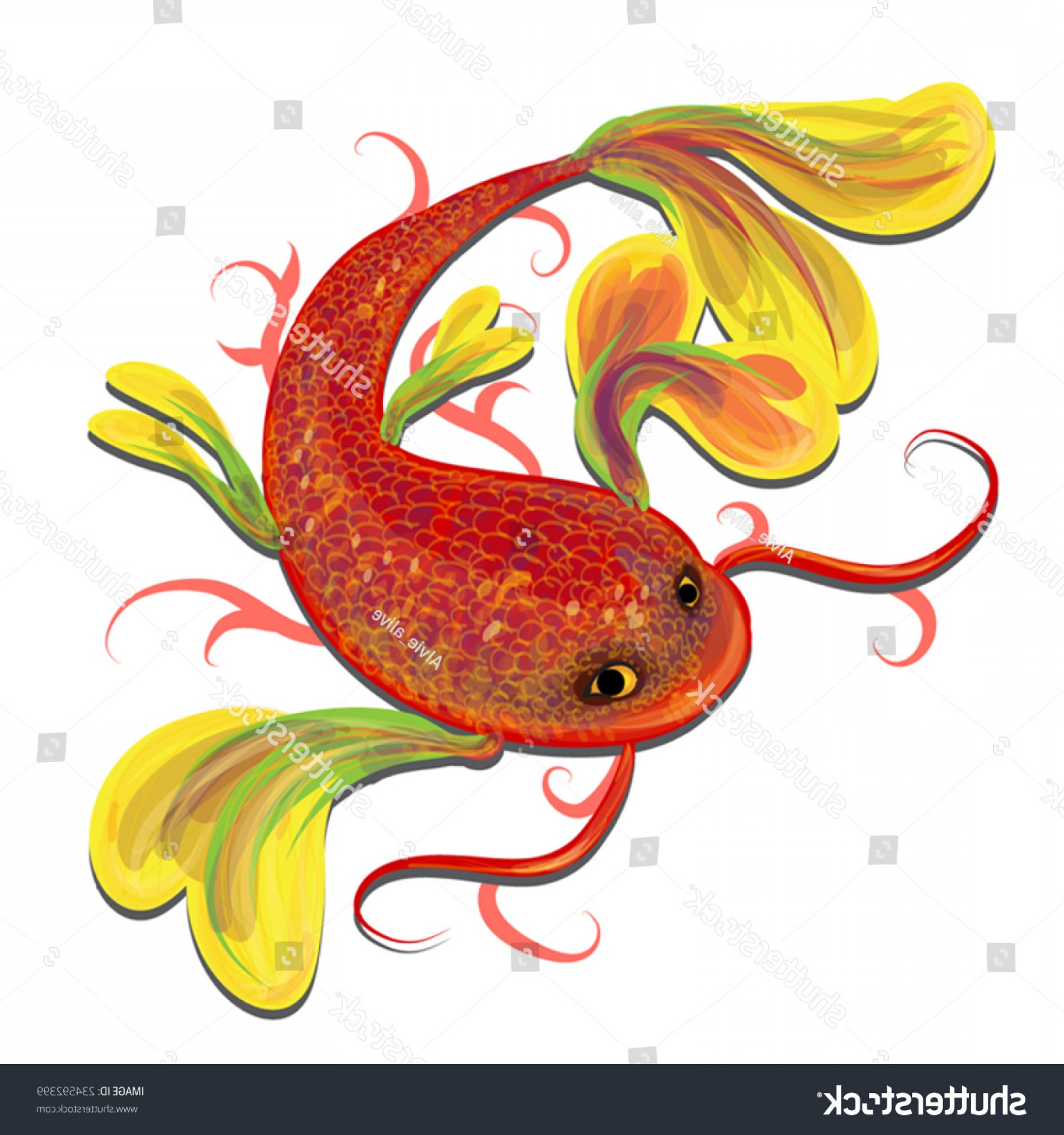 1800x1920 Bright Red Fish Vector Illustration Mythical Hoodamathrun