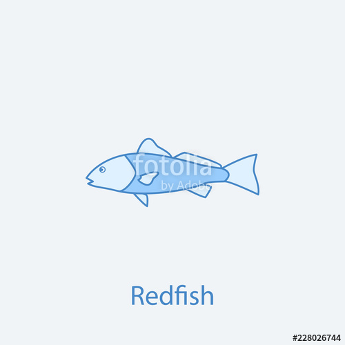 500x500 Redfish Colored Line Icon Simple Light And Dark Blue Element