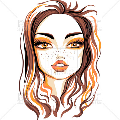 400x400 Hand Drawn Beautiful Redhead Girl Vector Image Of People