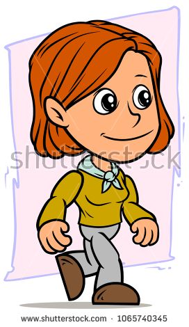 272x470 Cartoon White Cute Smiling And Walking Redhead Girl Character