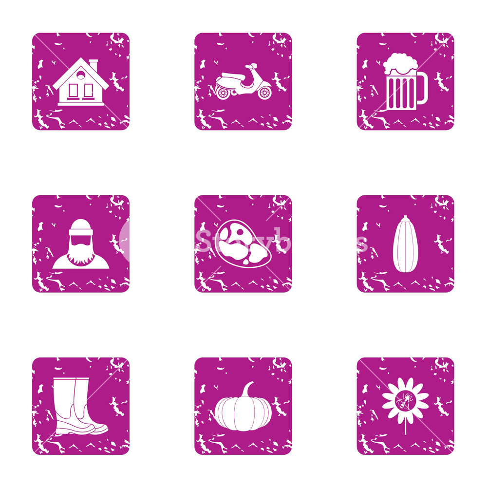 1000x1000 Redneck Icons Set Grunge Set Of Redneck Vector Icons For Web
