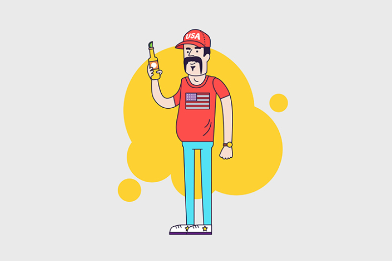 800x533 Vector Character Truck Driver With Mustache American Redneck