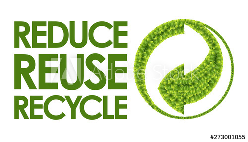 500x286 Reduce, Reuse, Recycle And Recycle Symbol And Green Leaves