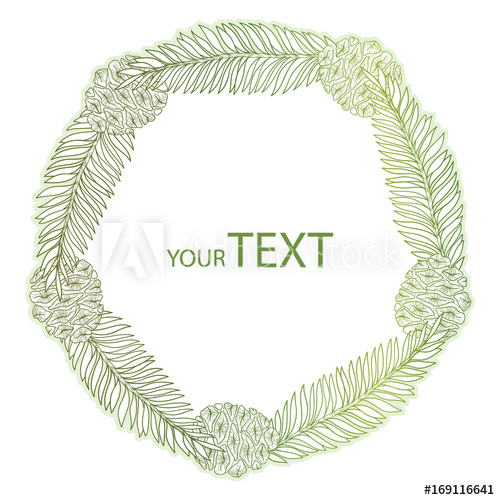 500x500 Vector Round Wreath With Outline Sequoia Or California Redwood