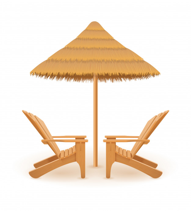 626x691 Beach Armchair Lounger Deckchair Wooden And Umbrella Made Of Straw