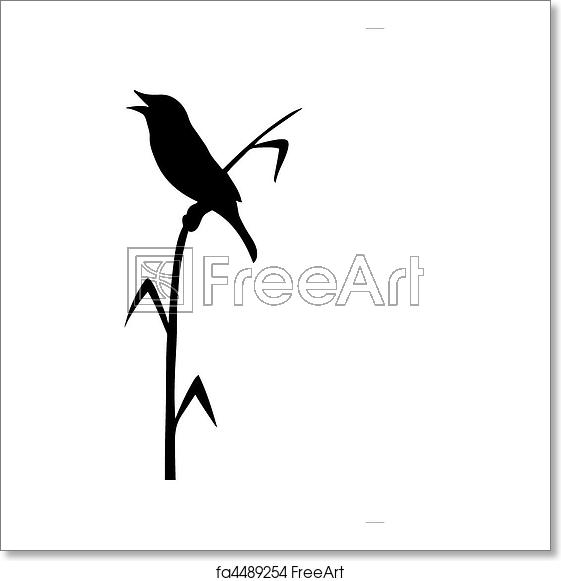 561x581 Free Art Print Of Vector Drawing Of The Bird Sitting On Reed
