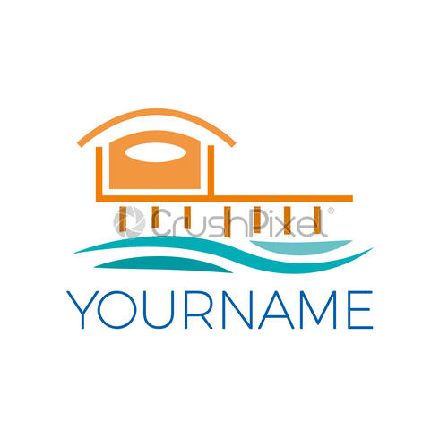 Vector Sign Abstract Summer Holiday In Reef, Bungalow On Pilework 500x500 Vector Sign Abstract Summer Holiday In Reef, Bungalow On Pilework