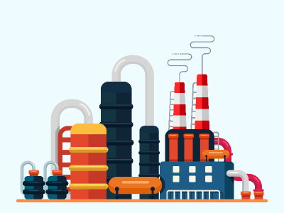 400x300 Oil Refinery Flat Vector Illustration