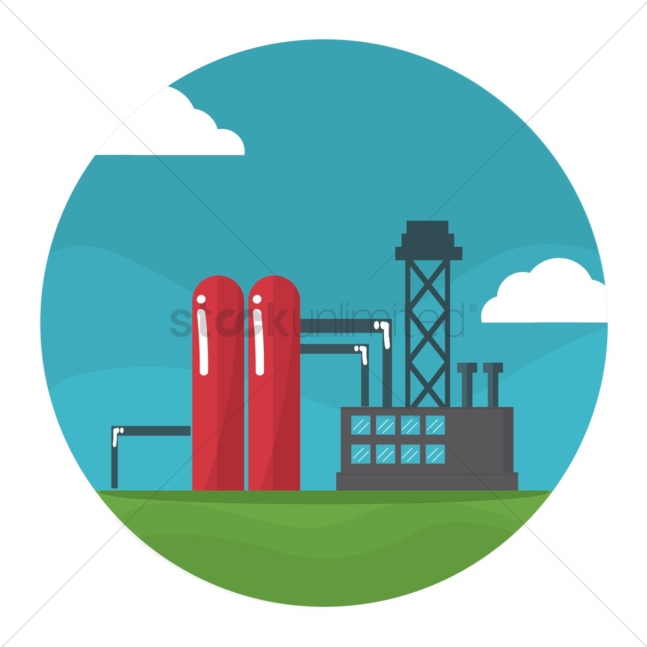 1300x1300 Oil Refinery Vector Image