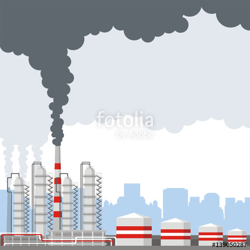 500x500 Industrial Landscape With The Image Of An Oil Refinery Vector