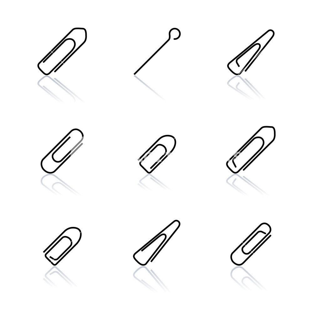 1000x1000 Office Set, Clips And Paper Clip Icons Of Various Forms And Sizes