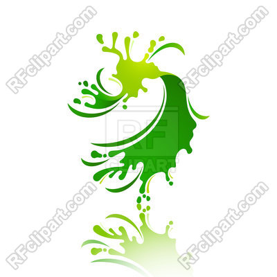400x400 Splash Green Wave With Reflection Vector Image Of Icons