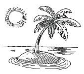 170x149 Hand Drawn Vector Drawing Of A Small Tropical Island And A Palm