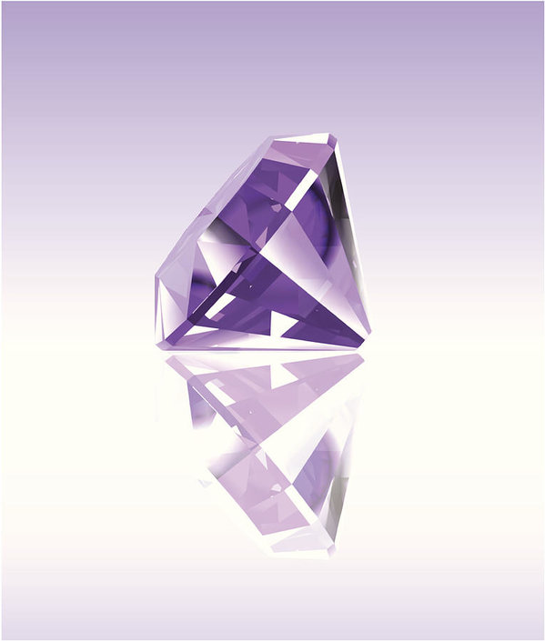 599x705 Violet Diamond With Reflection Vector Art Print