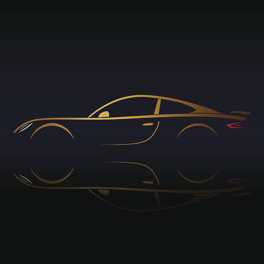 900x900 Yellow Sports Vehicle Silhouette On Black Background